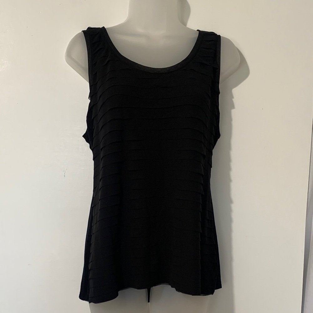 White House Black Market Textured Black Tank Top